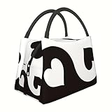 TFDGDGH 1pc Love Black Diamond Pattern, Bolsa Nevera portátil Reutilizable, Bolsa de Almuerzo Aislante, Esencial para Acampar Picnic Beach, Adecuado