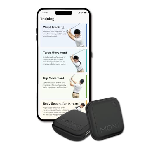 MOXI SwingMotion Golf Swing Analyzer – Dual Wearable IMU Sensors for Real-Time BioFeedback & 3D Visualization via App – Improve Wrist, Torso, Hip & X-Factor with 4 Training Modes