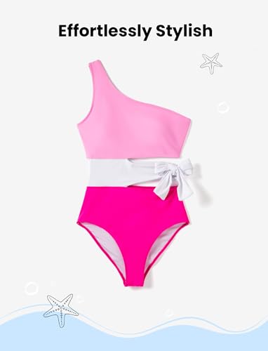 Image of PATPAT Family Matching Swimsuits: Mommy and Me One Shoulder Colorblock Bathing Suits One Piece Swimwear Sets