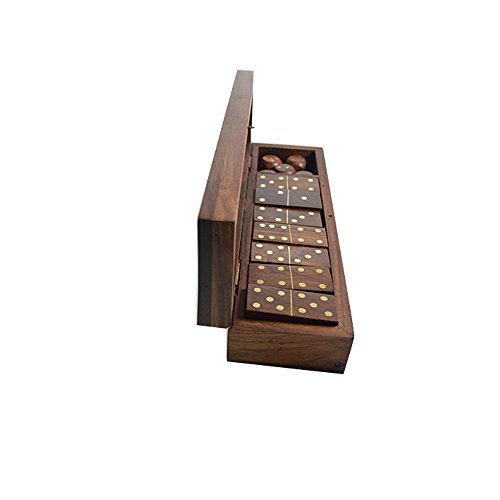 Jeu de domino en bois durable boîte de dés anti-perte