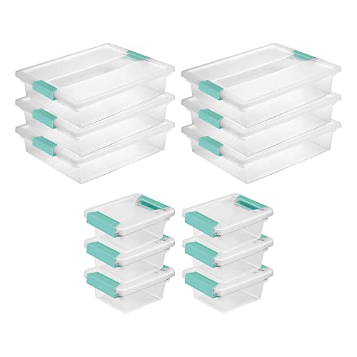 Sterilite Miniature Clip Storage Box w/Latch Lid, 6 Pack, & Large...
