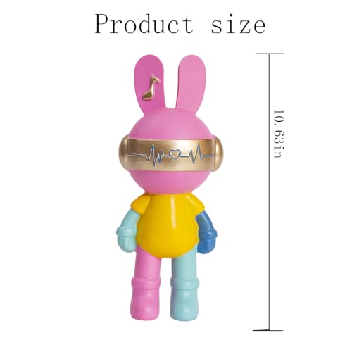 Statue de lapin décorative en résine multicolore pour salon