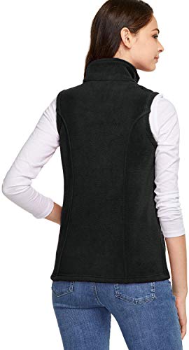 Tsla Women's Full Zip Polar Fleece Vest, Sleeveless Warm Casual Winter Vest Jacket, Pola Fleece Vest Black, Small #TOP1