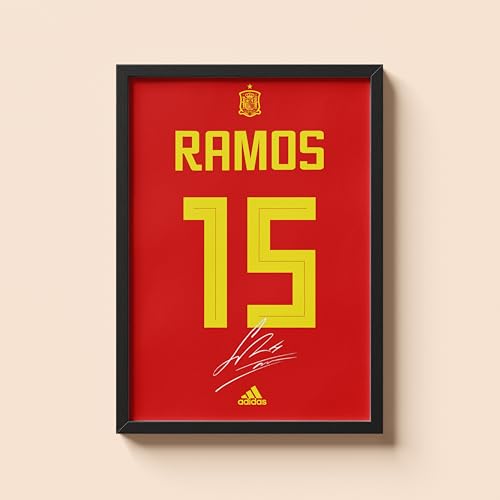 Image of Posternet Sergio Ramos Wall Poster Frames | 8x12 inch | World Cup special signed Jerseys Series | Hanging Wall Artwork Frames for Living Room, Bedroom, Office and Etc