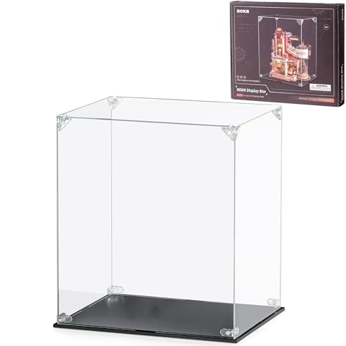 ROKR Acrylic Display Case 28.6x22.9x31.3cm (11.25x9x12.32) Transparent Showcase Dust Proof Cover for Model Sets/3D Puzzles/Action Figures