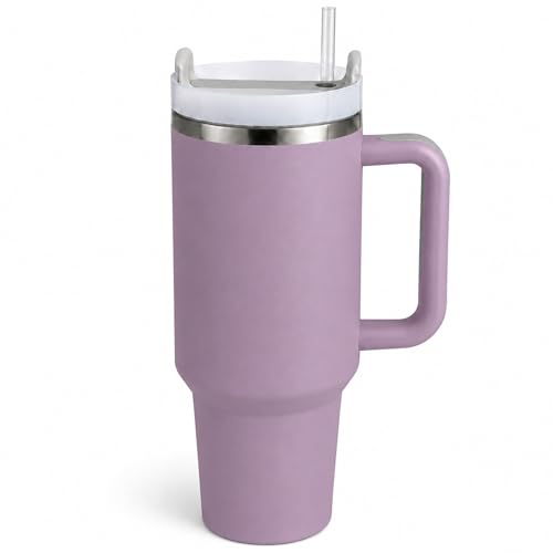 Image of Pandance 40 oz Tumbler with Handle, Tumbler with Lid and Straw(Purple)