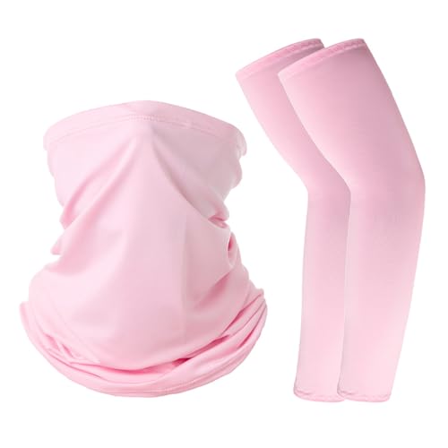 EOYVAIL Scaldabraccia a compressione da donna，Copribraccia protettivi UV, Coperture protettive per ciclismo e guida per sport all'aria aperta, Donna Uomo (3 pezzi, Rosa)