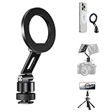 elitehood 金属製マグネット式カメラ スマホホルダー、一眼レフ スマホホルダー用360°回転コールドシューマウント、1/4インチネジとホットシュー付きMagSafe三脚マウント、デュアル180°チルトスマホホルダー三脚アダプター