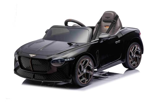 Coche eléctrico para niños Bentley Bacalar 12V, Negro, Puertas Que se abren hacia Arriba, Control Remoto 2,4 GHz, Luces LED, Entrada USB/AUX, suspensión, batería de Litio, 2 Motores de 25W