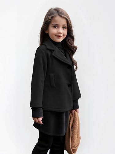 Little Girls Coat Baby Fleece Jacket Button Warm Winter Trench Coats Kids Lapel Outwear Jacket Toddler3