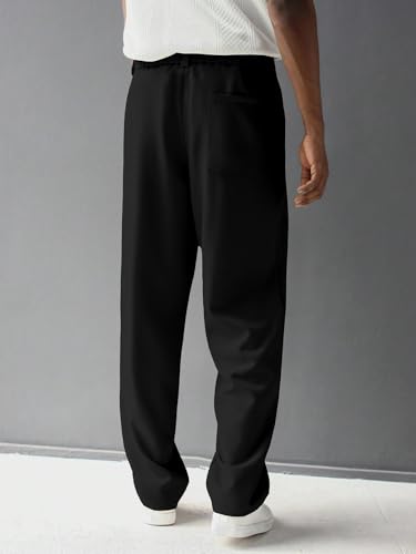 Image of JMIERR Men's Pleated Pants Elastic Waist Wide Leg Casual Dress Pants