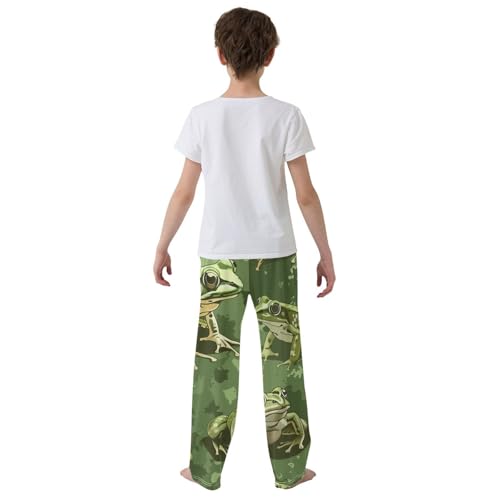 ZZXXB Frog Camouflage Boys Long Pants Soft Trousers Elastic Waist Kids Lounge Bottoms with Pockets S-XL3