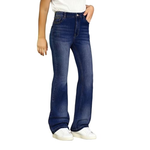 Girls Flare Jeans Elastic Waist Wide Leg Curvy Slim Bell Bottom Denim Pants Kids Straight Boot Cut Classtic Pants2