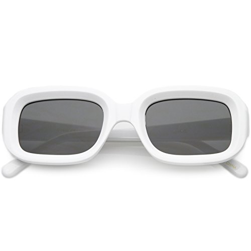zeroUV Artistic Retro Modern Deep Rectangle Block Flat Lens Sunglasses