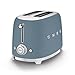Smeg TSF01SBMUK 50's Style 2 Slice Toaster, 6 Toasting Levels, Large Compartments, 950W, Storm Blue