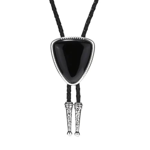 Image of Turquoise Bolo Tie for Men, Leather Braided Necktie Western Cowboy Bola Tie Costume Accessories for Men Women