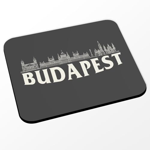 Tapis de Souris Noir - Budapest Minimalist Voyage Hongrie Tourisme - (Dimensions 24 x 20 cm)