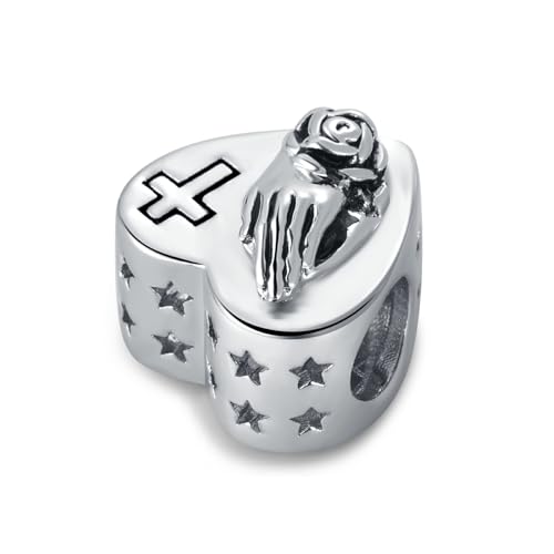 NARTGO Praying Hands Cross Memorial Charm for Women Compatible with Pandora Bracelets3