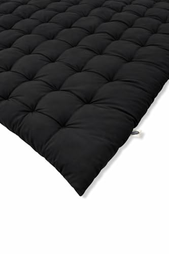 Image of ATOOTFUSION Soft Cotton Quilt | Foldable Light Weight Filled Single Firm Cotton Quilt Mattress| Gadda (Solid Coloured, 2 Sleeping Capacity, 5 x 6 ft or 72 x 60 Inches Queen) (Black)