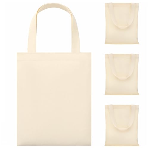 Phicorn Plain Canvas Tote Bags – 4-Pack Small 8.8