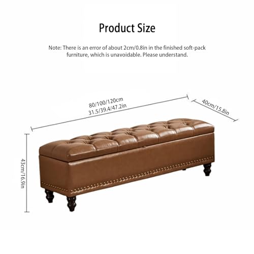 Banc de rangement pour chambre et bout de lit ottoman en bois et cuir - 2