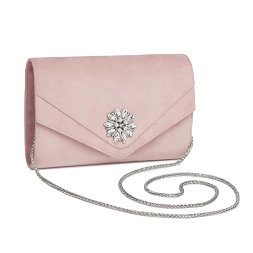 Miss Lulu Damen-Clutchs Elegante, Diamant-Clutchs aus Veloursleder, Abendtasche mit Kettenkette für Hochzeiten, Partys & Crossbody, Handtasche Hochzeit, Bride Tasche