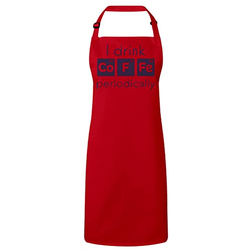 Tablier de cuisine rouge avec tableau périodique des éléments pour geek et passionné de science