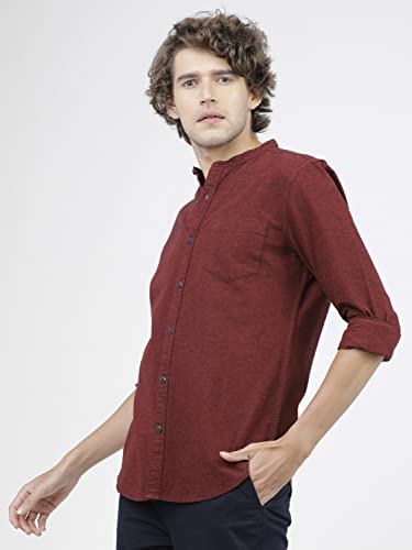 Image of KETCH Men Cotton Slim Fit Solid Full Sleeve Shirt