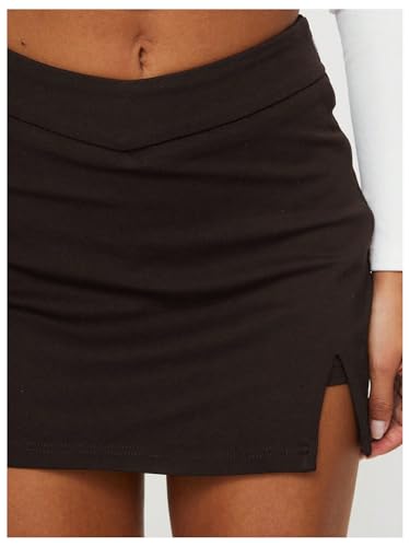 WDIRARA Women's Split Hem Bodycon Mini Skirt Y2k Stretchy Clubwear Skirts3