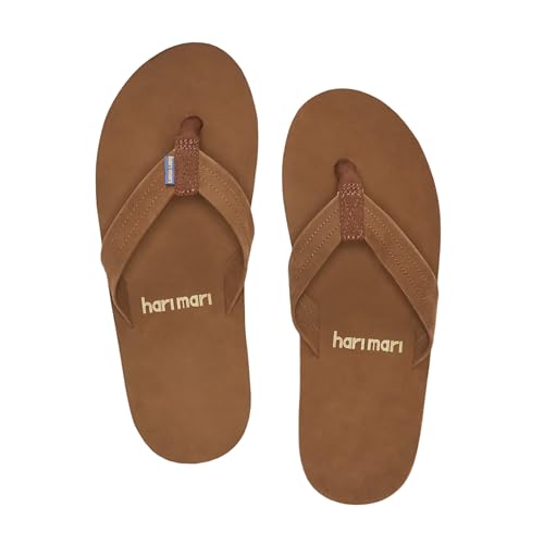 Image of Hari Mari- Fields- Men's Nubuck Leather Flip Flops with Colorful Outsole- No Break Ins, Firm Arch Support, Soft Squeeze Eva Midsole and Beveled Edge to Reduce Tripping
