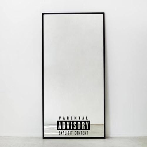 Image of Sticker for Glass & Mirrors| Minimal Vinyl Decal for Bedroom Bathroom & Cafe | Self-Adhesive Waterproof Quote Mirror Sticker | Aesthetic Decals (Parental Advisory, Small, Matt Black)