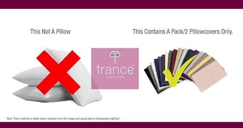 Image of Trance Home Linen 100% Egyptian Cotton 300TC Long Staple Jacquard Weave Pillow Covers | Skin & Hair Friendly Pillow Covers | Set of 2 Pillow Cases |Standard Size (18 x 28 inch, Olive)