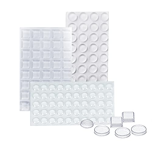SSKHE Lot de 122 patins antidérapants en caoutchouc transparent pour portes d'armoires, comptoirs, cadres photo, planches à découper, ordinateurs portables, 3 tailles, rond, carré, dôme Cover