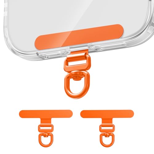 Image of saxsion Phone Tether Tab & Lanyard Tab, 360 Swivel Clip - Ultra Thin Stainless Steel Universal Patch for All Phone Cases