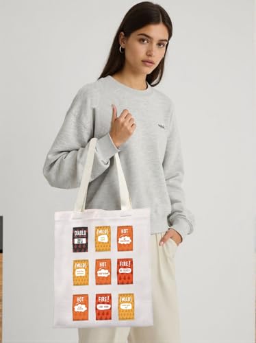 Image of KUIYAI Taco Sauce Inspired Tote Bag Hot Sauce Lovers Canvas Bag Taco Sauce Packets Theme Mexican Foodie Gift Taco Seasoning Mix Gift (TacoSauceToteS)