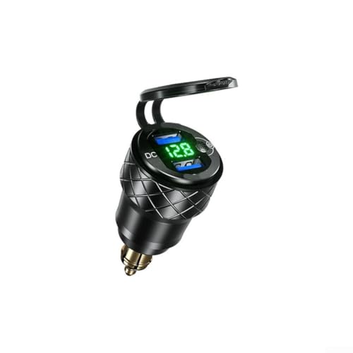 Caricabatterie per moto 18 usb ricarica rapida adattatore in metallo compatibile con moto da 12 V e 24 V materiale alluminio aeronautico luce verde