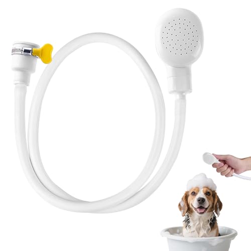 Pomme de douche pour animal domestique avec tuyau en caoutchouc, douchette portable pour animaux domestiques, tuyau de douche pour animaux domestiques, blanc,...
