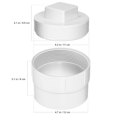 Image of Gadpiparty 2 Pcs 4 inch PVC Sewer Cleanout Cap, Sewer Pipe Cap, With Plug Pipe Fitting, for Outdoor Garden, RV, and Other Drainage Piping System