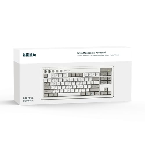 Image of 8Bitdo Retro Mechanical Keyboard, Bluetooth /2.4 G /USB-C Hot Swap Gaming Keyboard, 87 Keys, English Layout, Dual Super Programmable Buttons (M Edition) Suitable for Windows and Android