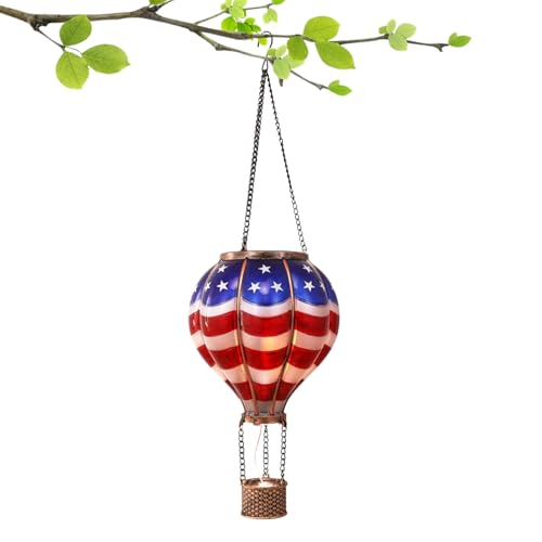 Lanterne solaire de montgolfière avec flamme extérieure