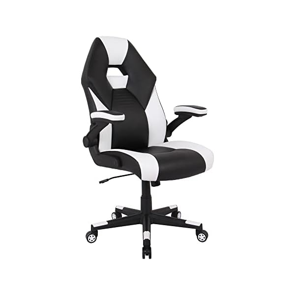 RS Gaming™ RGX Faux Leather High-Back Gaming Office Chair, Black/White, BIFMA Compliant