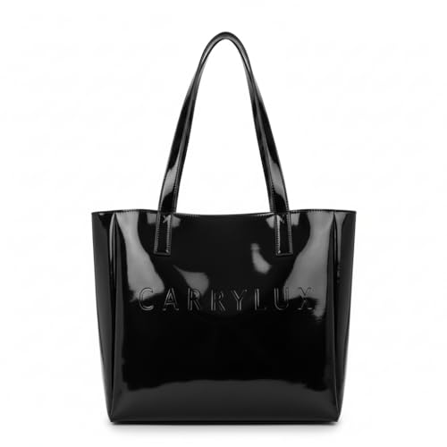 Image of Carrylux Spacious Tote Bag For Womens Handbag Ladies Purses, With Zip Closure Shining Synthetic Leather | Spacious