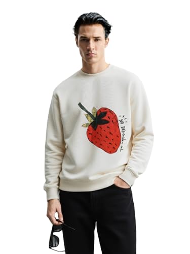 Sweat-shirt col rond crème taille 40 pour vos weekends détente et sorties urbaines