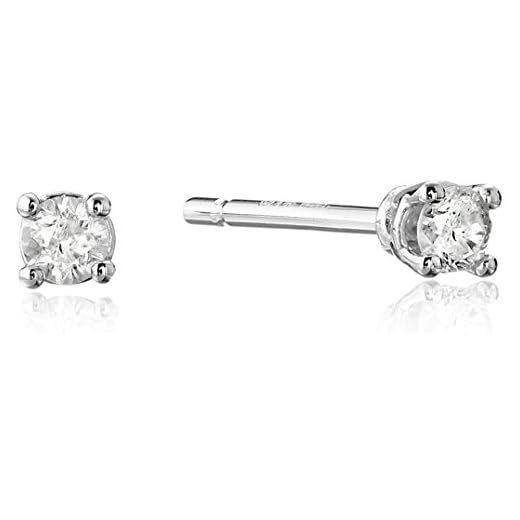 10k White Gold Round Cut Diamond Stud Earrings (1/10 cttw, J-K Color, I3 Clarity)