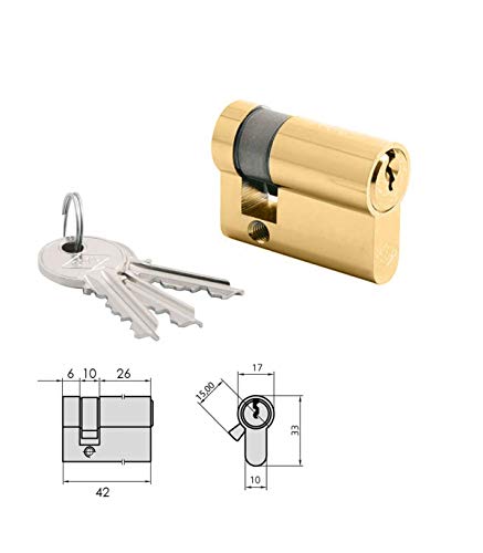 Cilindro CVL 5982T / 26x42 Laton Pulido Leva Larga 1/2 Cilindro