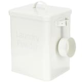 Luxshiny Contenitore in Ferro ad Alta Durezza Bianco in Polvere per Detersivo con Coperchio e Paletta Resistente e Non Facile da Deformare per Uso Domestico
