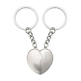 YangQian Matching Keychain for Couples Gifts for Couple Anniversary Birthday Gifts for Couples Best Friend Keychain for 2 Half Heart Keychain for Couple Friends Silver Key Chain, Small