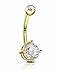 COCHARM 14K Solid Gold Belly Button Rings for Women Yellow Gold Belly Rings 14k Gold Cute Clear CZ Belly Navel Piercing Jewelry