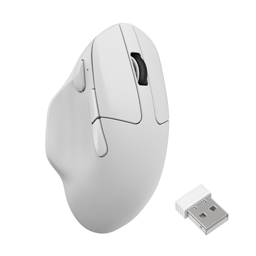 Image of Keychron M7 8K Wireless Mouse, 30K DPI Optical Computer Mice, 2.4 GHz /Bluetooth /Wired with Macro Button 66g Lightweight Ergonomic, Up to 140 Hours Worktime for Laptop macOS /Windows - White