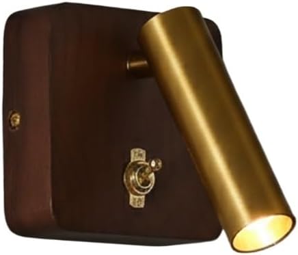 Reading Wall Lamp, Walnut LED Wall Sconce, Rotatable Spotlight with Toggle for Bedroom, Bedside, Living Room, Study, Entryway, Nordic Fixture, Loft Home, Study Corner Parlor(Silver)